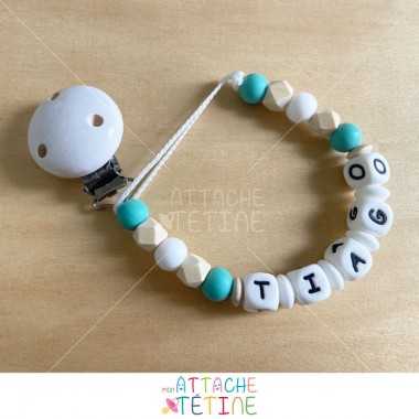 Attache tétine silicone turquoise